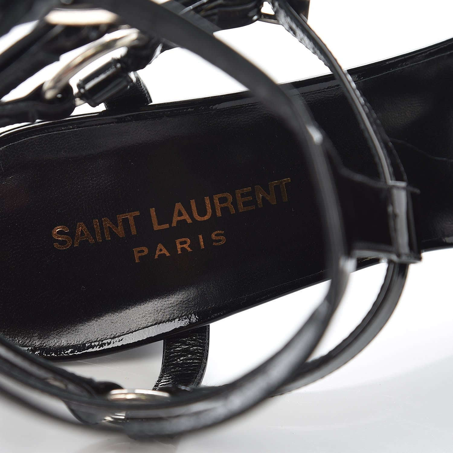 Saint Laurent Patent Calfskin Fetish 105 Sandal Heels 40 Black 6 of 11