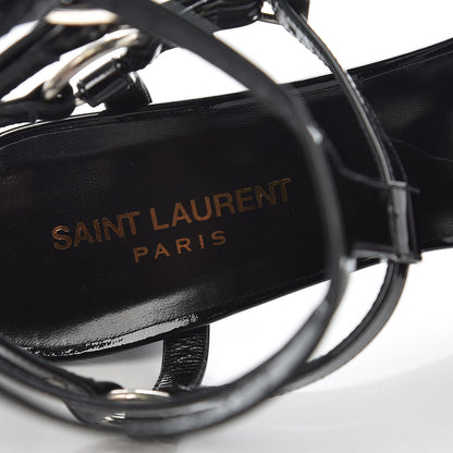 Saint Laurent Patent Calfskin Fetish 105 Sandal Heels 40 Black 6 of 11