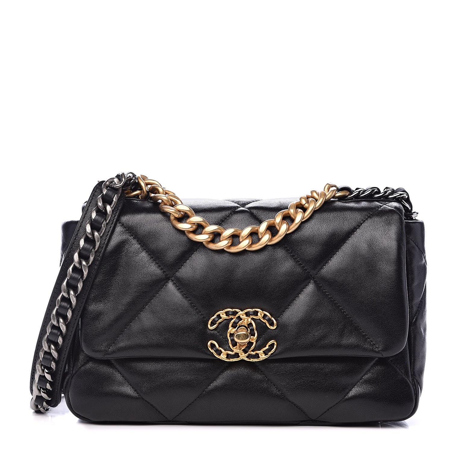 Chanel Goatskin Quilted Medium 19 Flap Black 1 of 12