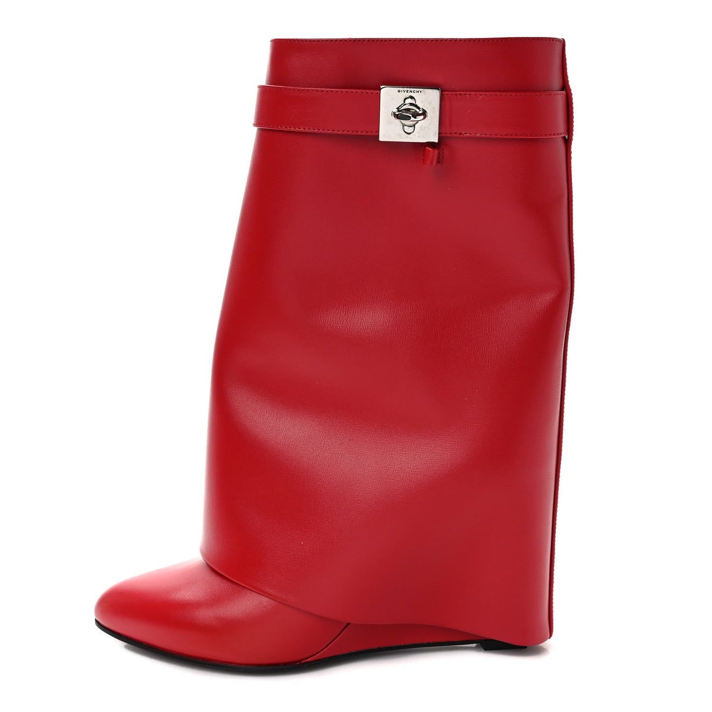 Calfskin Shark Lock Ankle Boots 38.5 Red