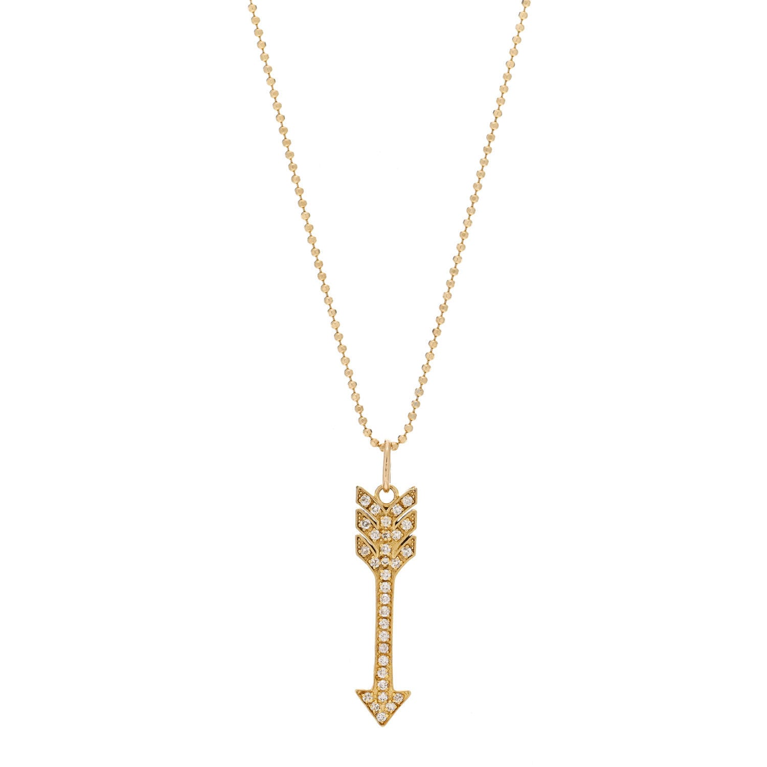 Jennifer Meyer 18K Yellow Gold Diamond Arrow Pendant Necklace 1 of 4