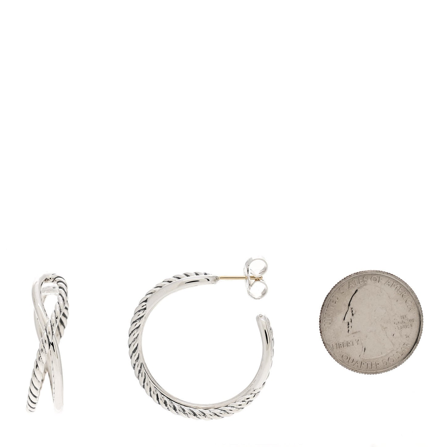 Sterling Silver Crossover Cable Hoop Earrings