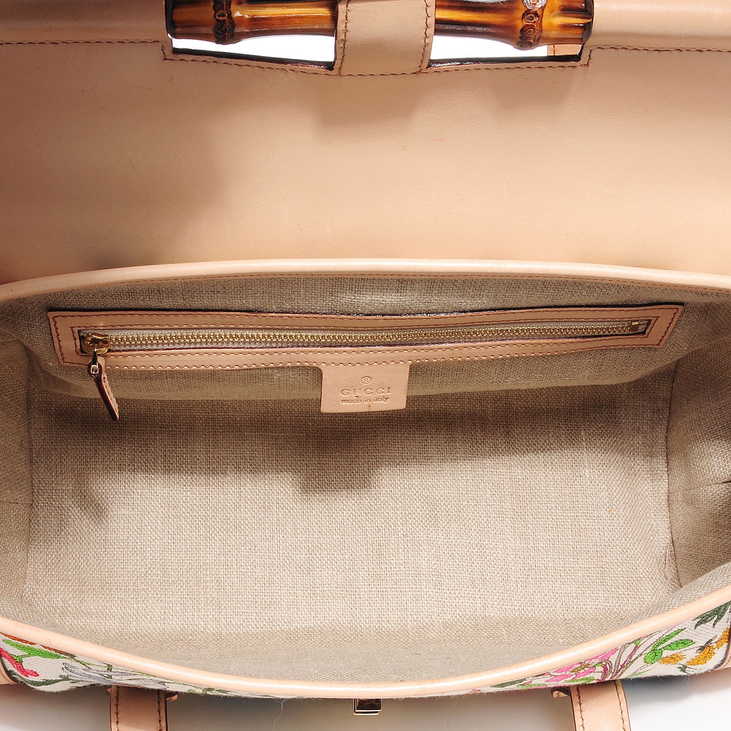 Gucci Canvas Flora Floral Bamboo Bullet Satchel 7 of 7