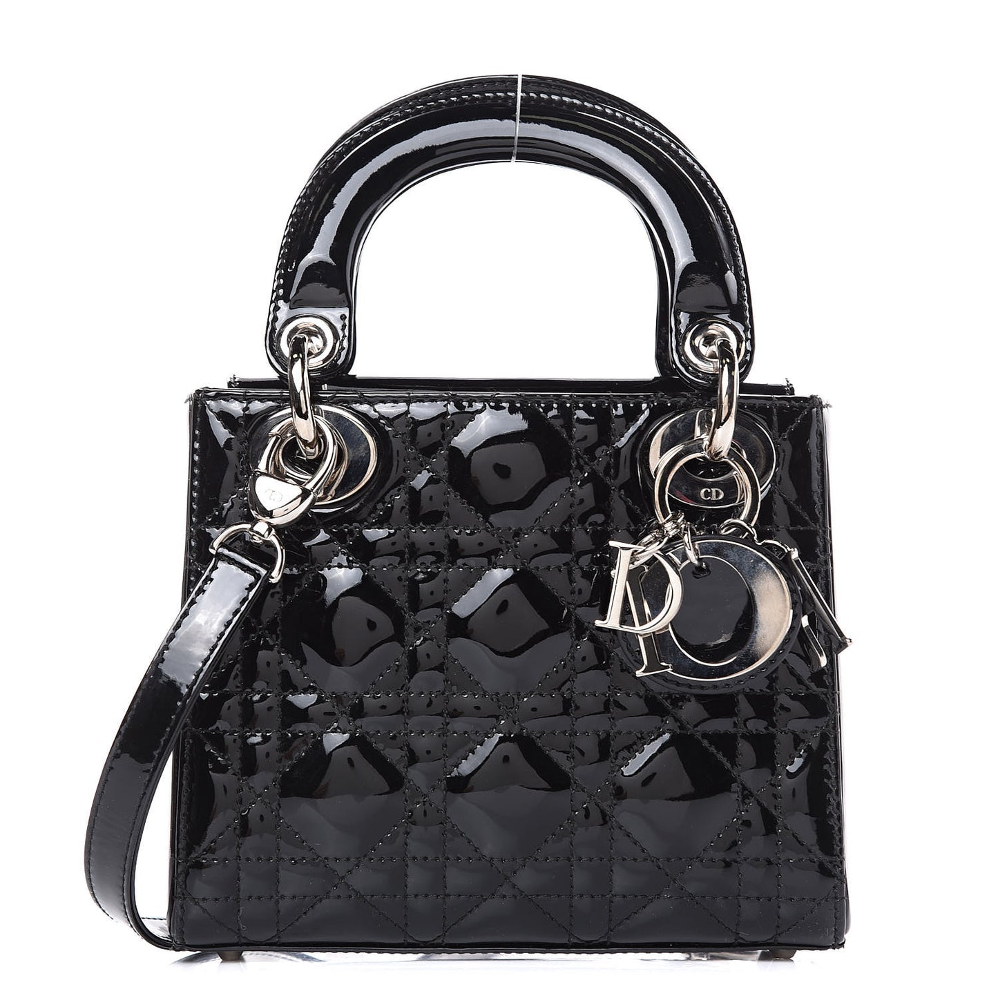 Patent Cannage Mini Lady Dior Black