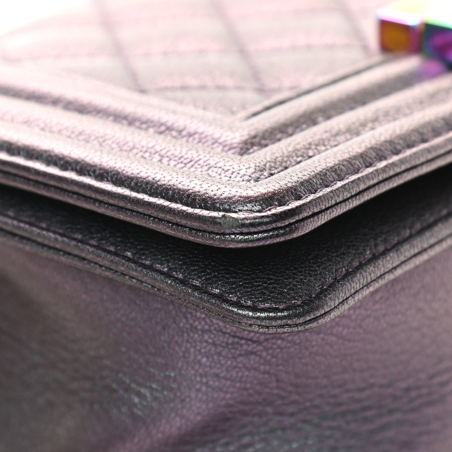 Chanel Iridescent Goatskin Quilted Small Boy Flap Purple 11 of 12