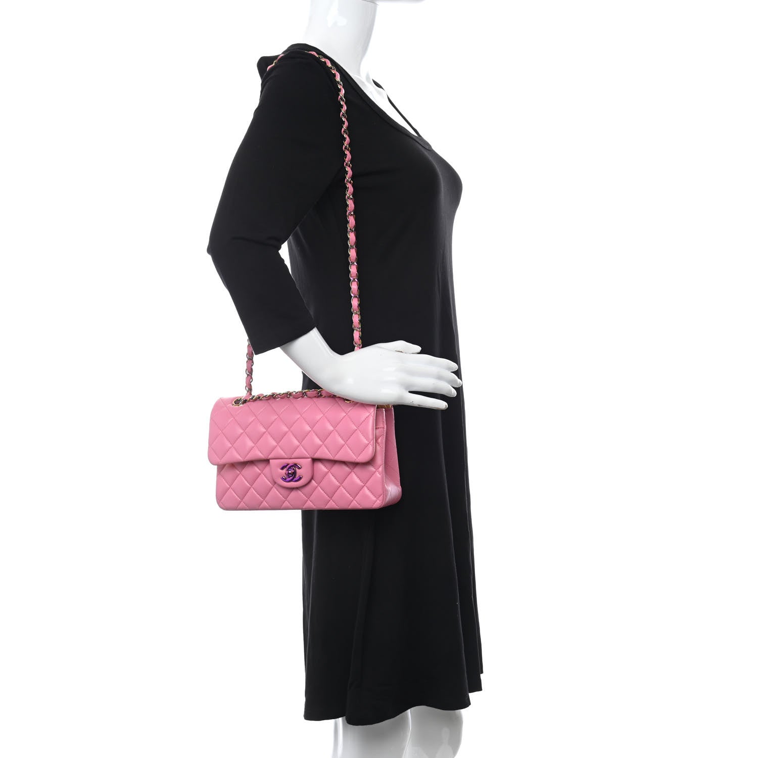Chanel Lambskin Quilted Small Double Flap Pink Yellow 2 of 8
