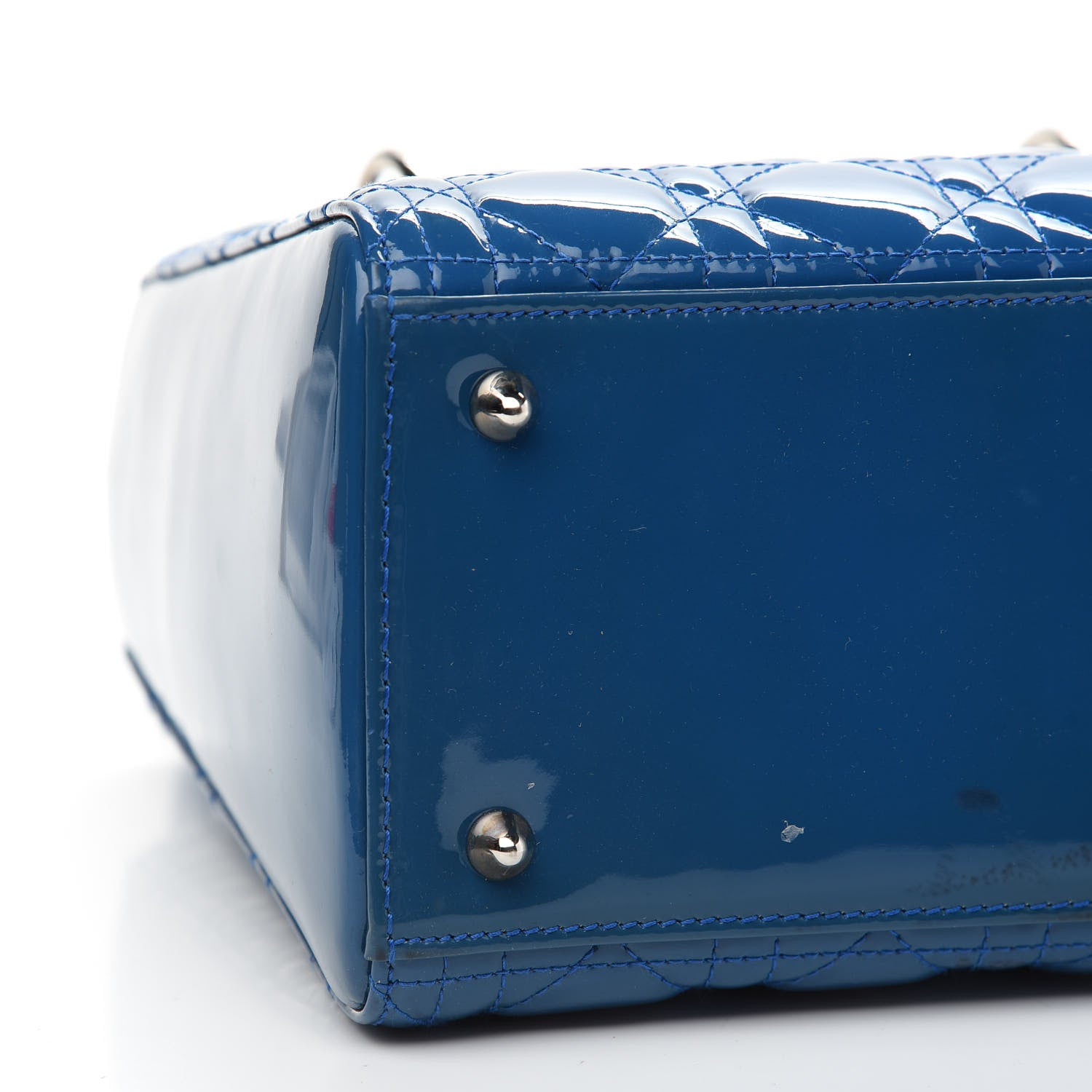 Christian Dior Patent Cannage Medium Lady Dior Blue 8 of 14