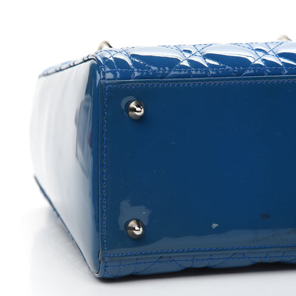 Christian Dior Patent Cannage Medium Lady Dior Blue 8 of 14