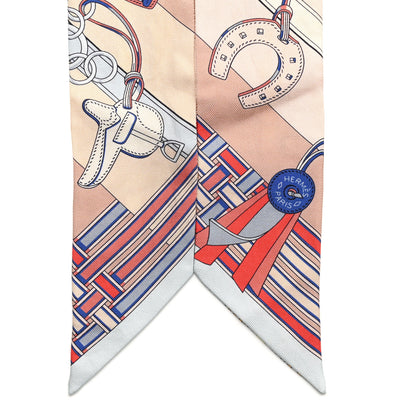 Hermes Silk Brides et Gris Twilly Rose Poudre Bleu Gris 2 of 4