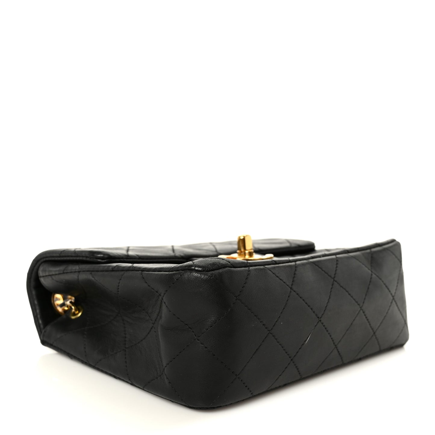Lambskin Quilted Mini Square Flap Bag Black