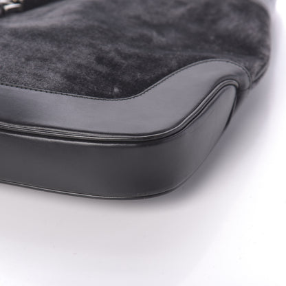 Gucci Velvet Calfskin Jackie O Hobo Grey Black 9 of 9