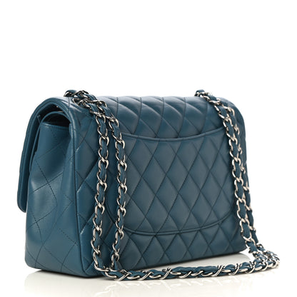 Chanel Lambskin Quilted Jumbo Double Flap Blue 2 of 19