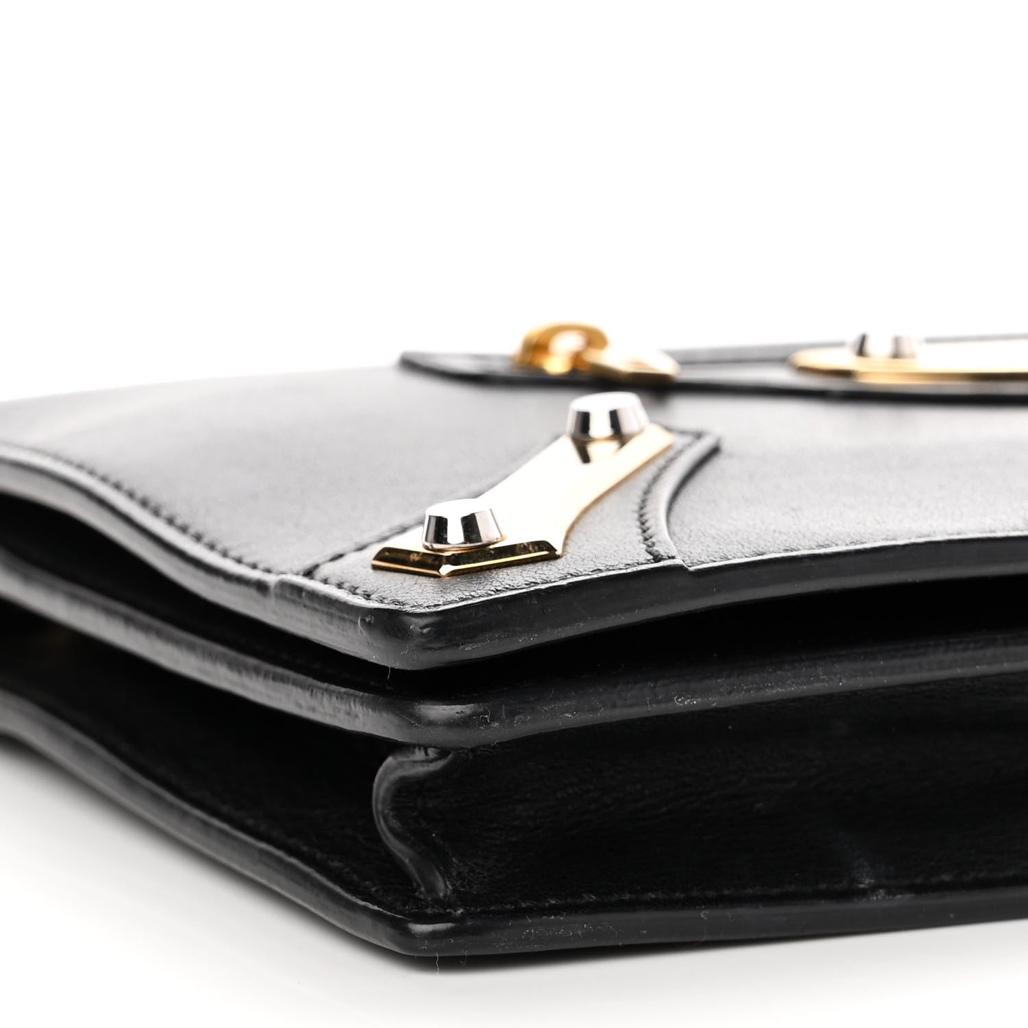 Balenciaga Veau Amp Plate Gold Chain Wallet Black 10 of 14