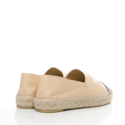 Chanel Lambskin CC Espadrilles 37 Beige Black 2 of 3