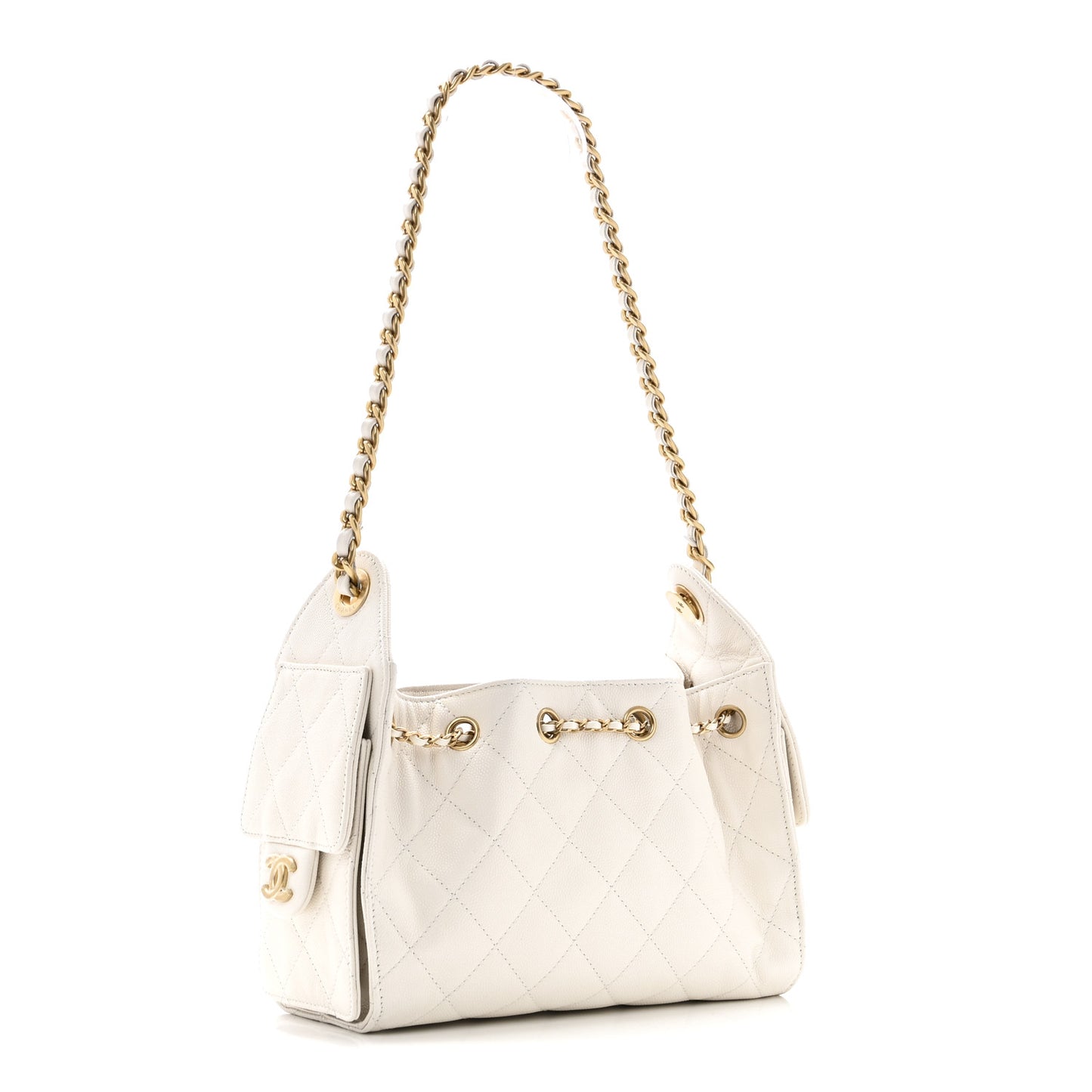 Caviar Quilted Mini Chanel 25 Handbag White