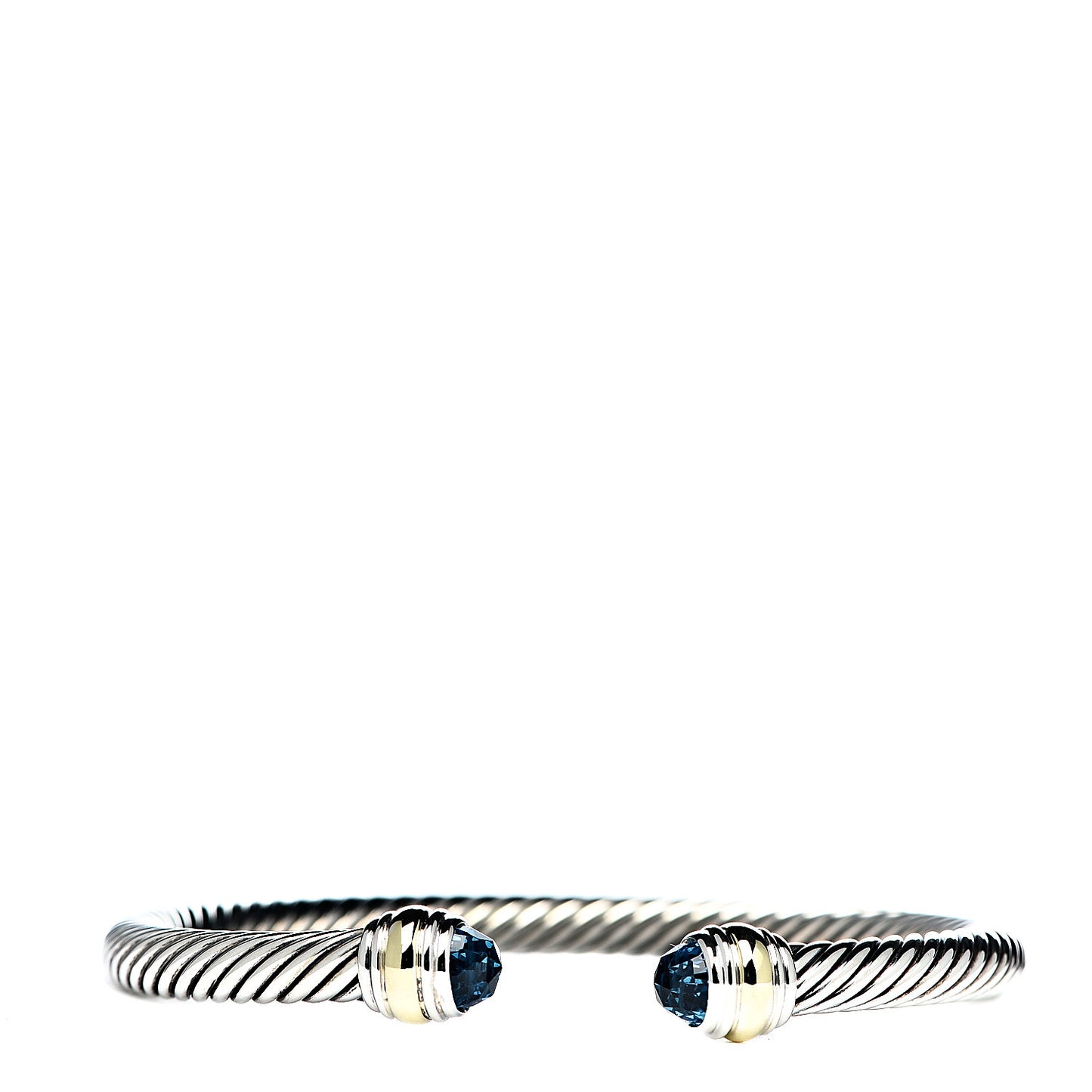 Sterling Silver 14K Yellow Gold Blue Topaz 5mm Cable Classics Bracelet