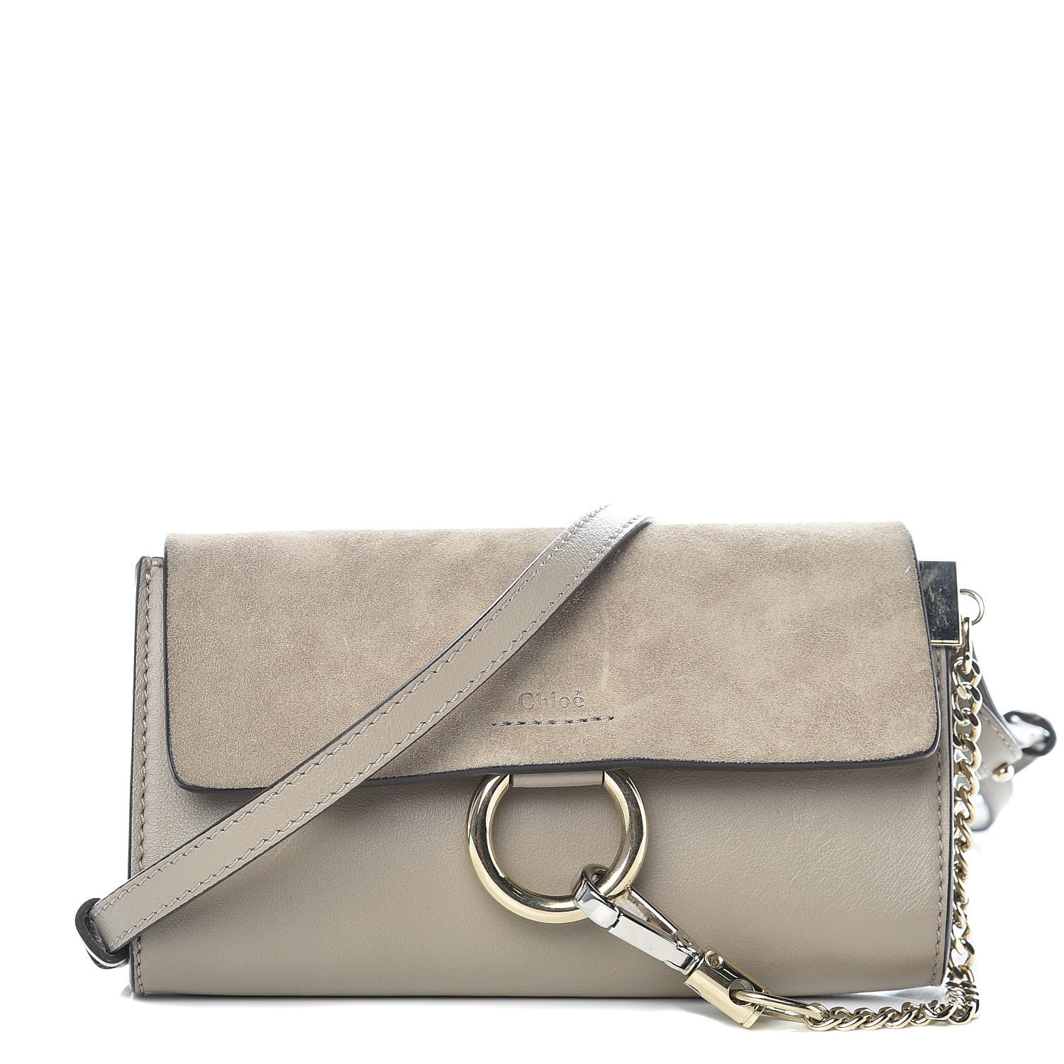 Chloe Suede Calfskin Mini Faye Shoulder Bag Motty Grey 1 of 11