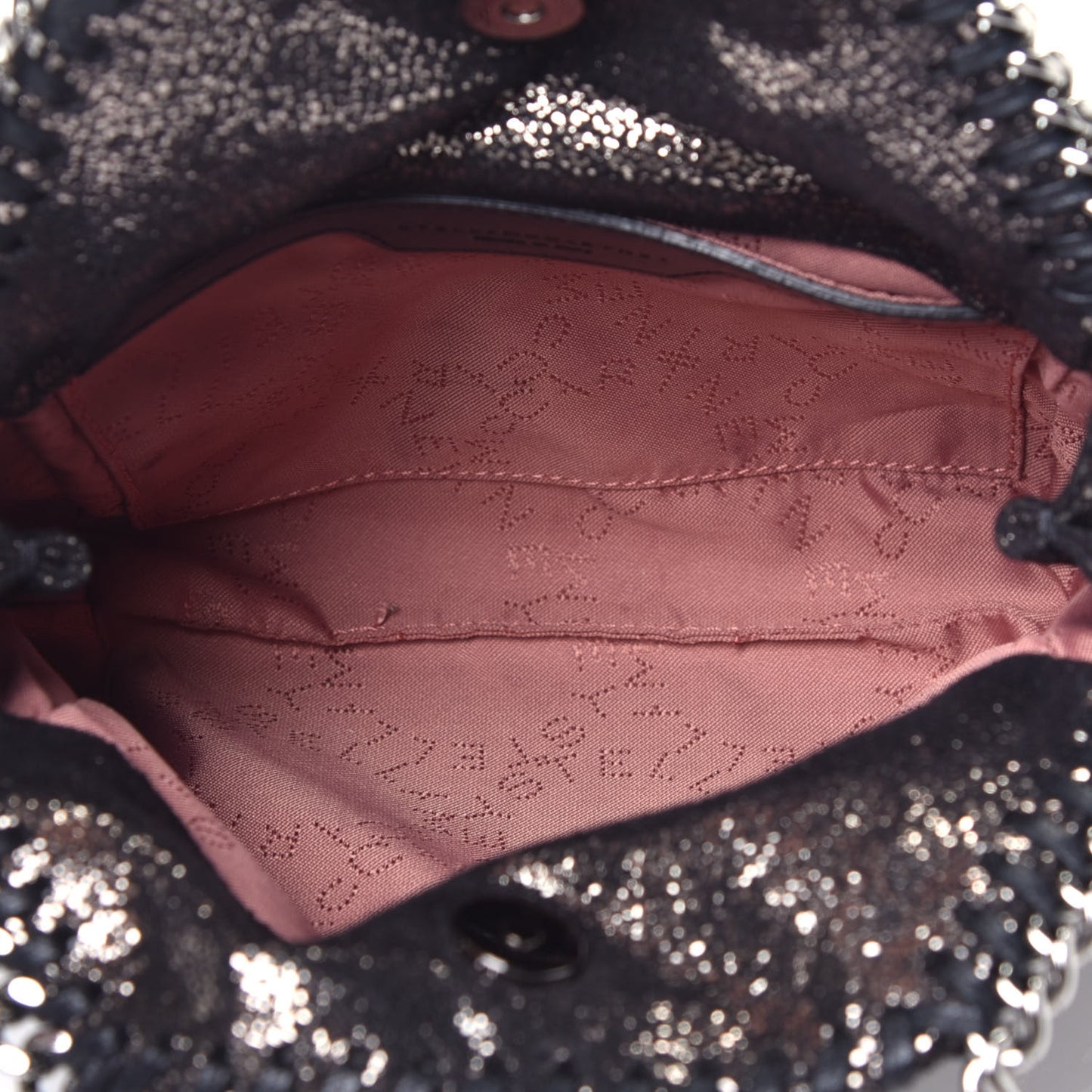 Chamois Shiny Dotted Tiny Falabella Fold Over Tote Ruthenium