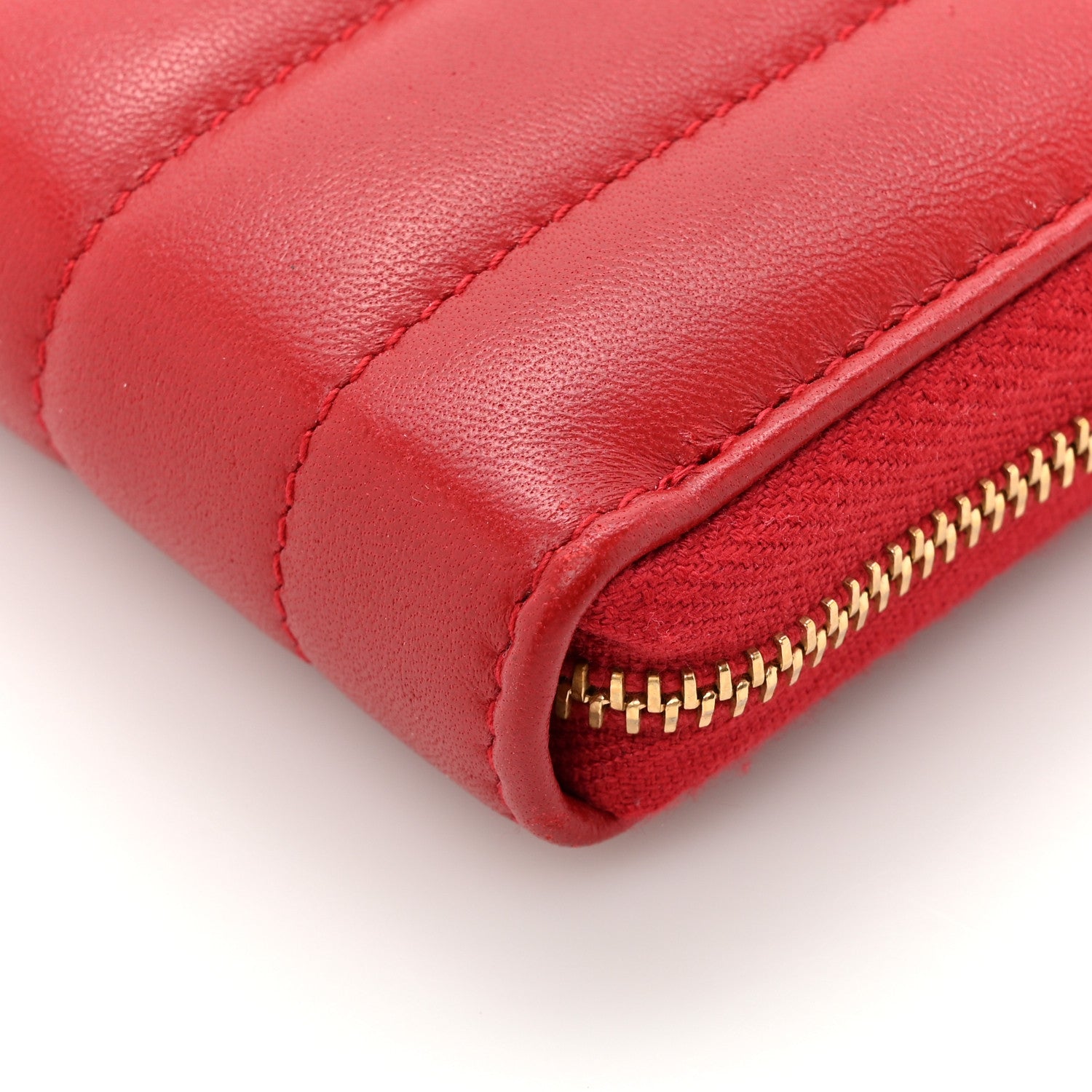 Saint Laurent Lambskin Matelasse Monogram Vicky Zip Around Wallet Rouge Eros Rouge Eros 8 of 9