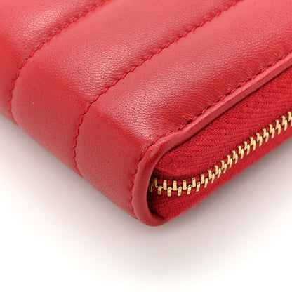 Saint Laurent Lambskin Matelasse Monogram Vicky Zip Around Wallet Rouge Eros Rouge Eros 8 of 9