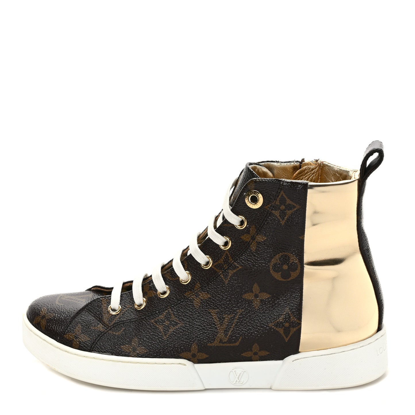 Patent Monogram Stellar Sneaker Boots 36 Gold