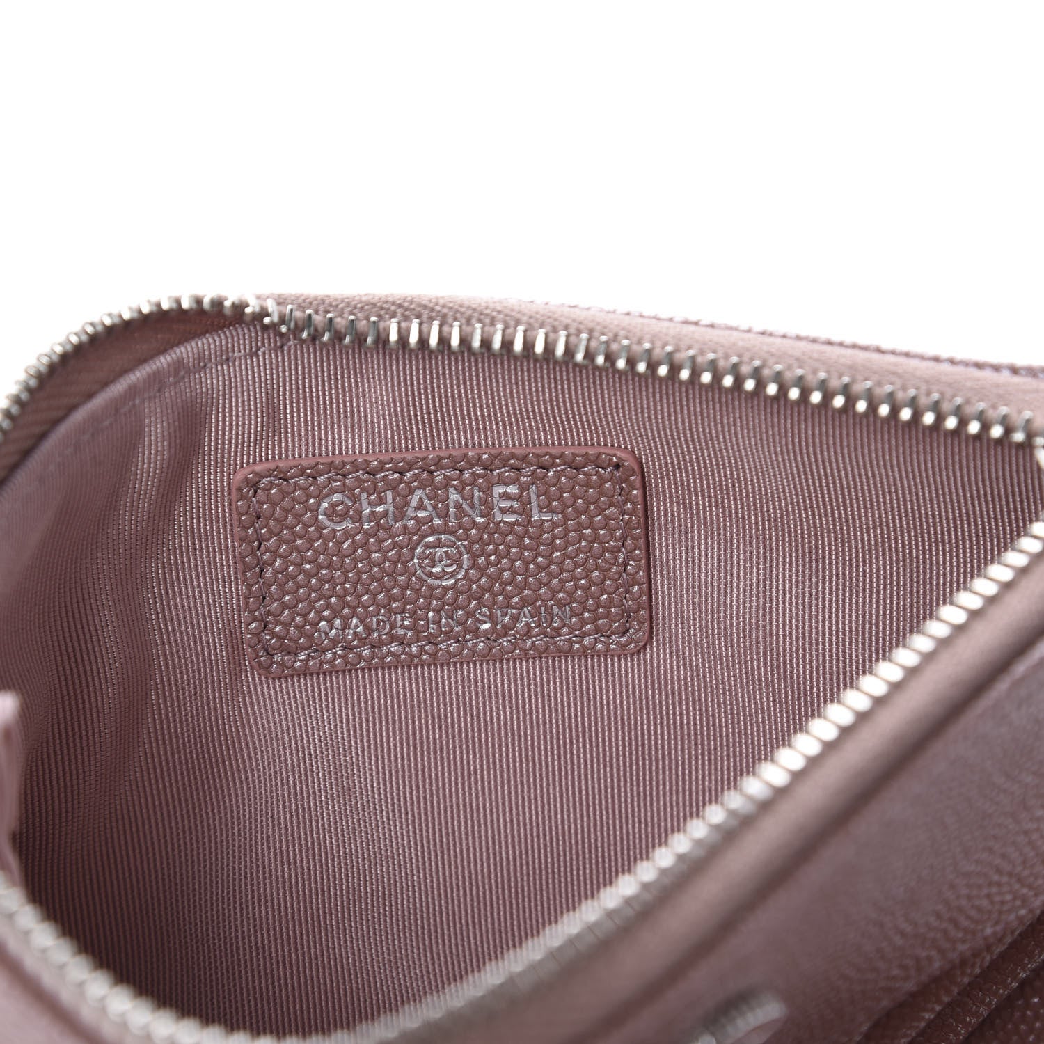 Chanel Metallic Caviar Chevron Quilted Small Vintage Mademoiselle Cosmetic Case Pink 6 of 8