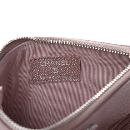 Chanel Metallic Caviar Chevron Quilted Small Vintage Mademoiselle Cosmetic Case Pink 6 of 8