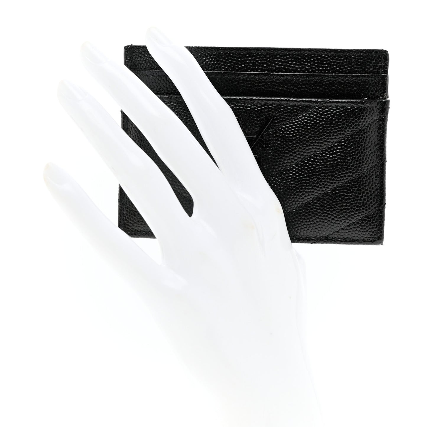 Grain De Poudre Matelasse Chevron Monochrome Monogram Credit Card Case Black