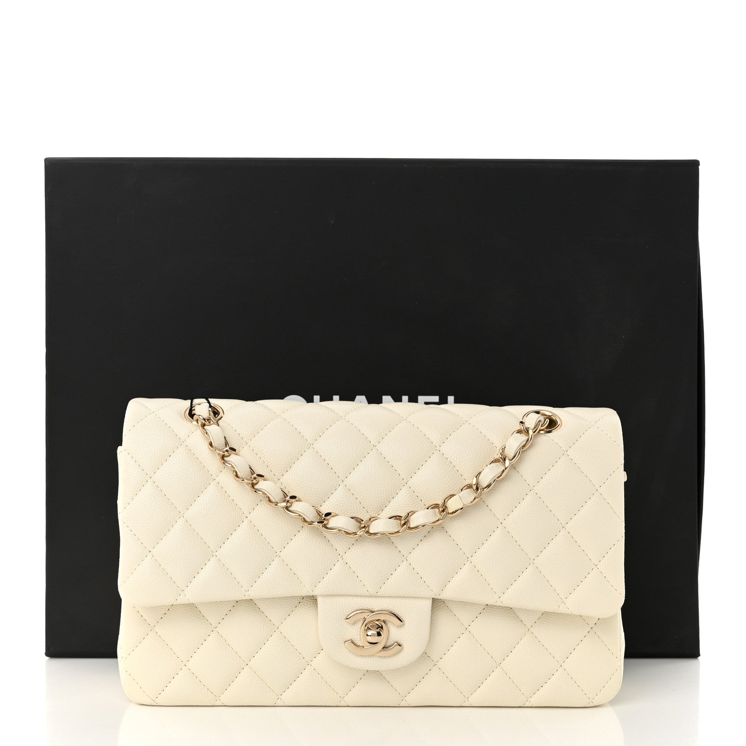 Chanel Caviar Quilted Medium Double Flap White 11 of 11