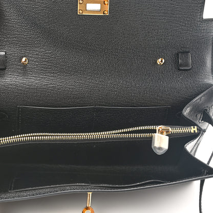 Hermes Ostrich Kelly Wallet To Go Black 5 of 9