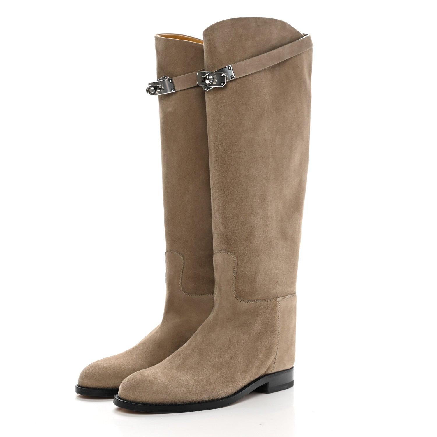 Hermes Suede Kelly Jumping Boots 36 Oak 3 of 8