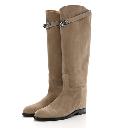 Hermes Suede Kelly Jumping Boots 36 Oak 3 of 8