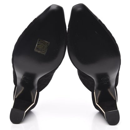 Chanel Suede Lambskin Quilted Cap Toe Mules 38 Black 5 of 9