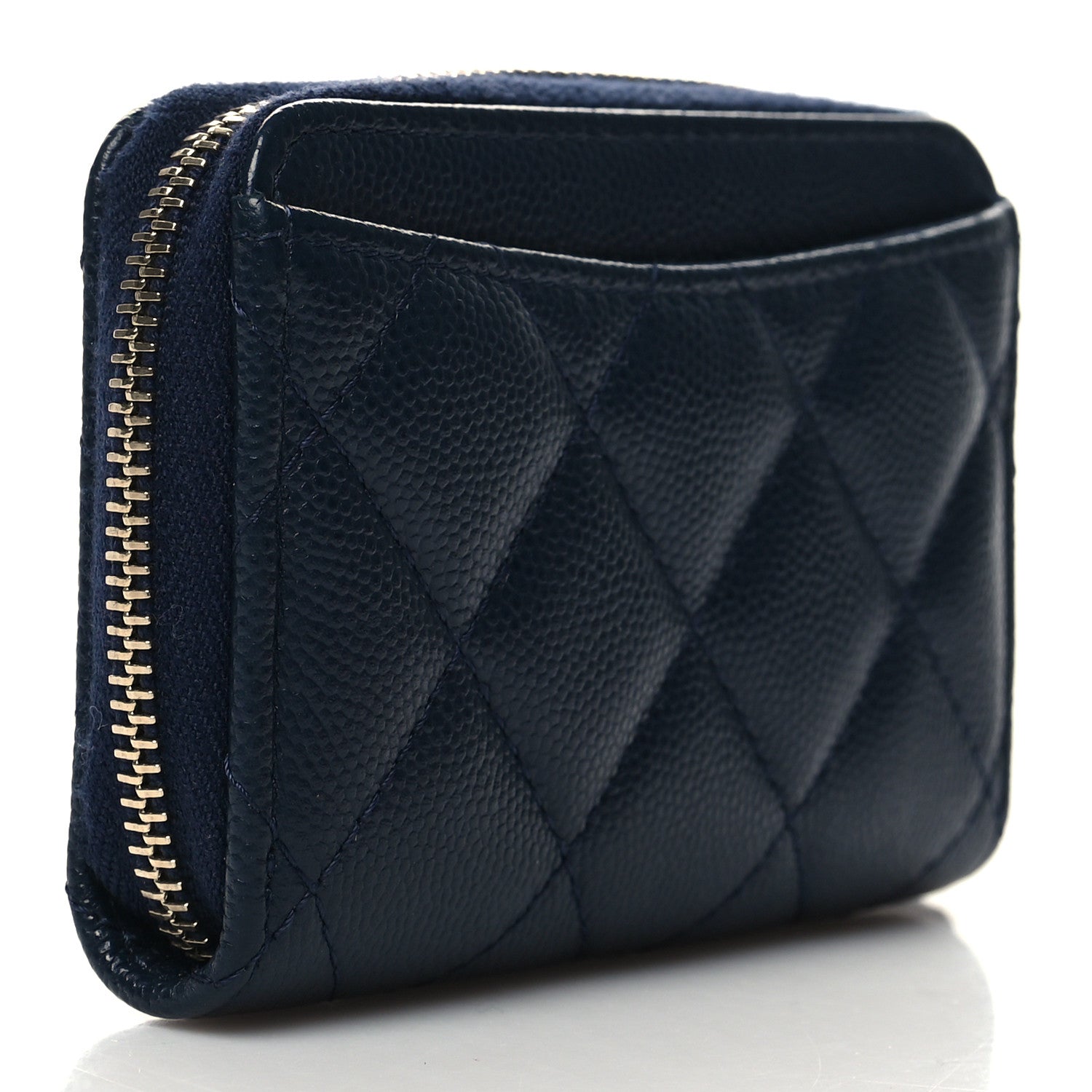 Chanel Caviar Quilted Zip Card Holder Navy 3 of 8