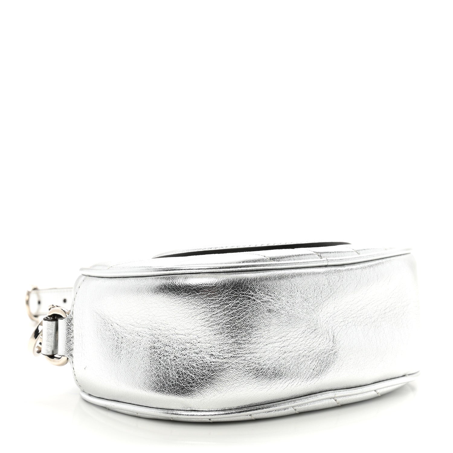 Gucci Metallic Sakai Be Green Calfskin Diagonal Stitched Mini Blondie Shoulder Bag Silver 4 of 10