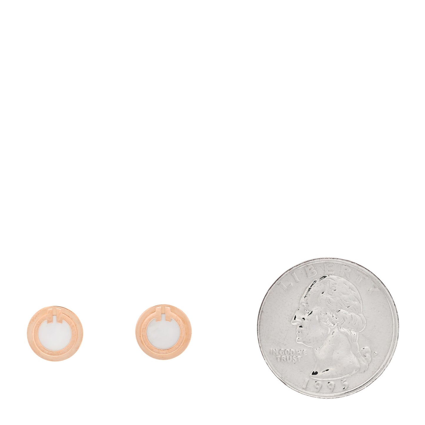 18K Rose Gold Mother of Pearl T Circle Earrings