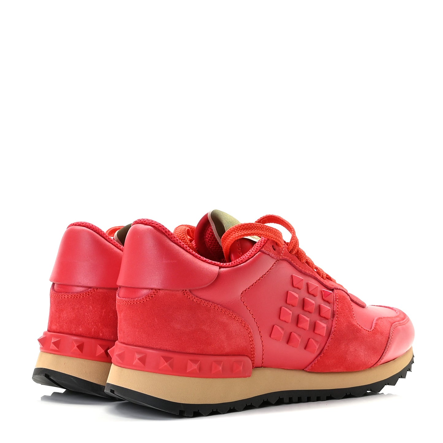 Calfskin Suede Rockstud Sneakers 35 Fragola