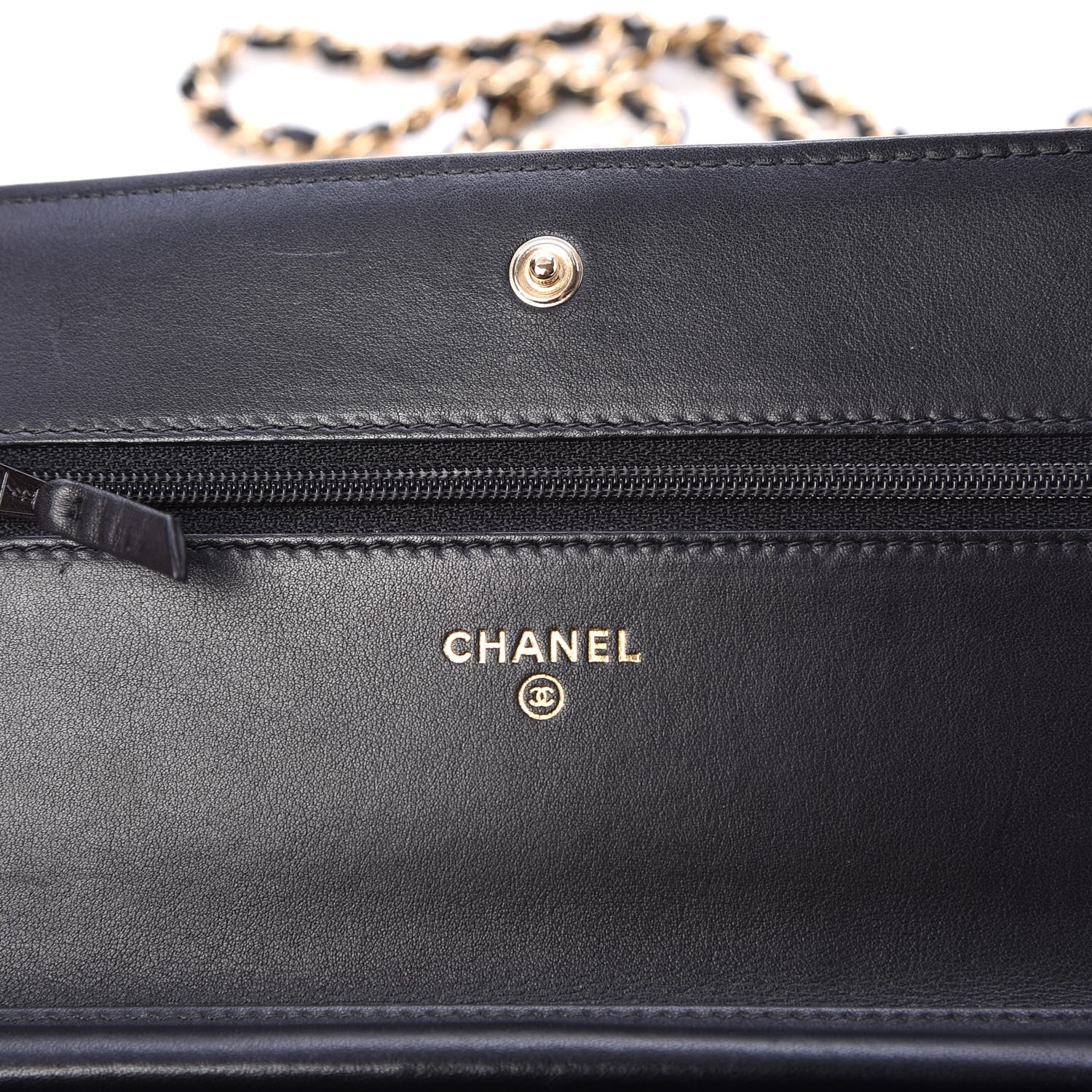 Chanel Calfskin Chevron Quilted Boy Wallet On Chain WOC Black 6 of 10
