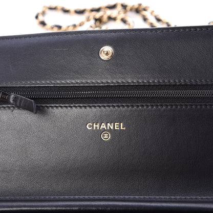 Chanel Calfskin Chevron Quilted Boy Wallet On Chain WOC Black 6 of 10