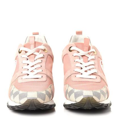 Louis Vuitton Suede Damier Azur Run Away Sneakers 37.5 Pink 3 of 8