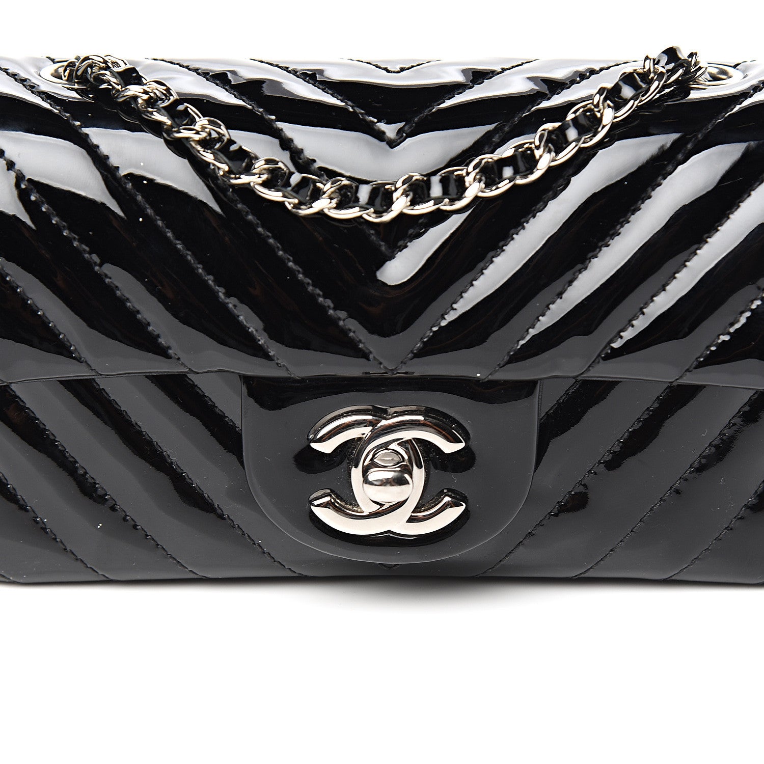 Chanel Patent Calfskin Chevron Quilted Extra Mini Flap Black 9 of 10