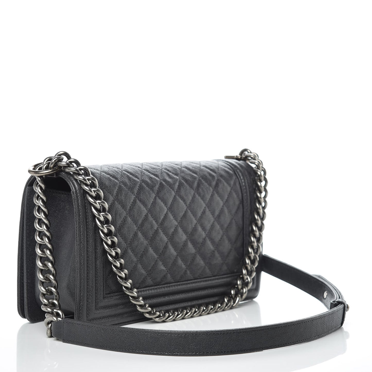 Caviar Quilted Medium Boy Flap Charcoal