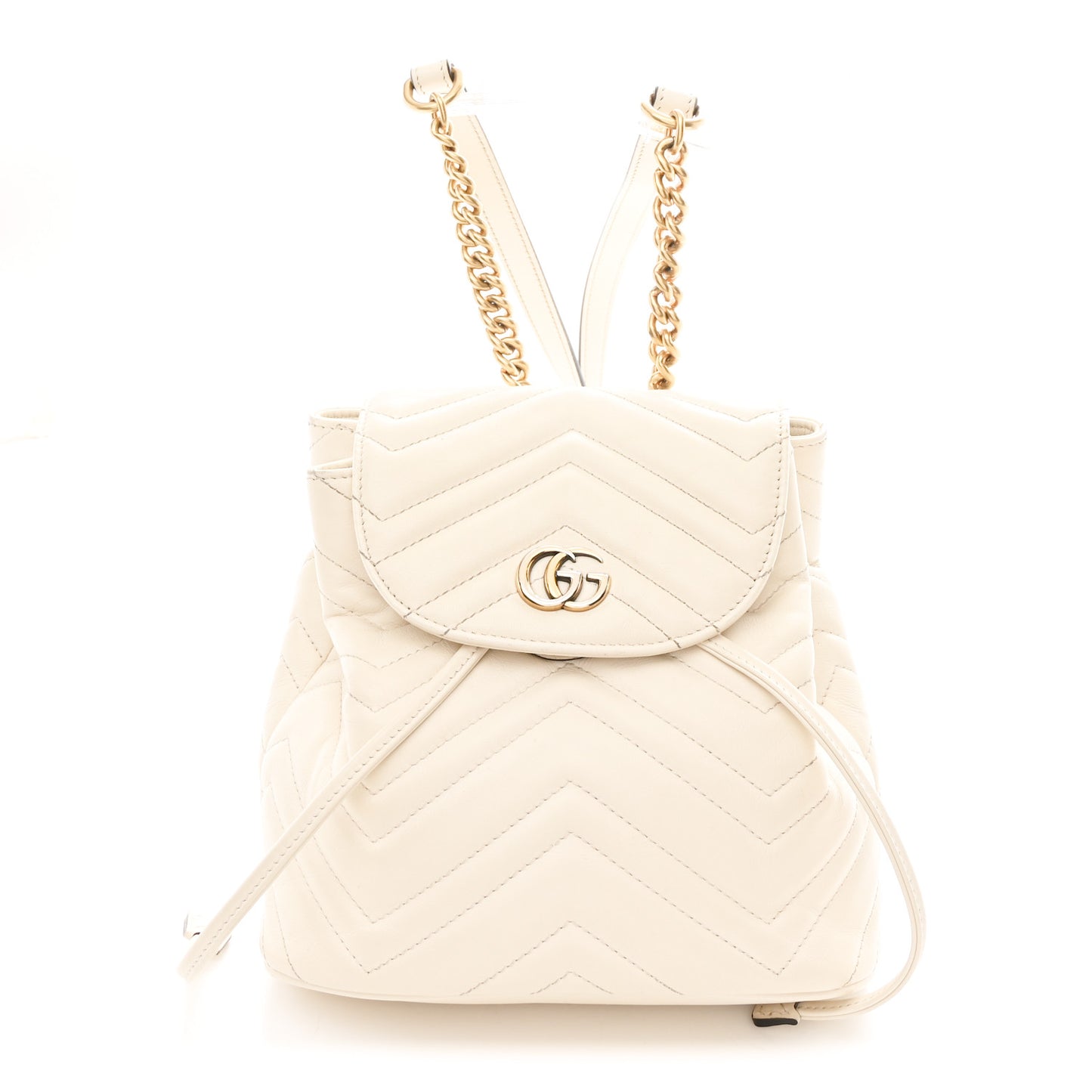 Calfskin Matelasse GG Marmont Flap Backpack White