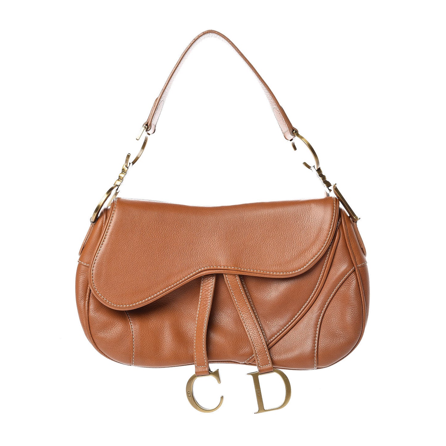 Calfskin Double Saddle Bag Brown