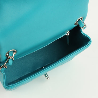 Chanel Lambskin Quilted Mini Square Flap Turquoise 6 of 8