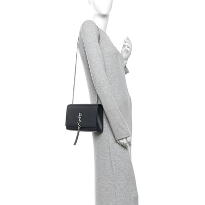 Saint Laurent Smooth Calfskin Medium Classic Monogram Kate Tassel Satchel Deep Marine 2 of 10