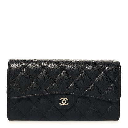 Chanel Caviar Quilted Large Gusset Flap Wallet Black 1 of 9
