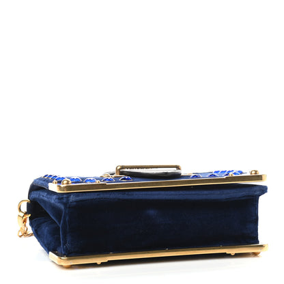 Prada Velvet City Calf Saffiano Crystal Cahier Shoulder Bag Zaffiro Black 4 of 8