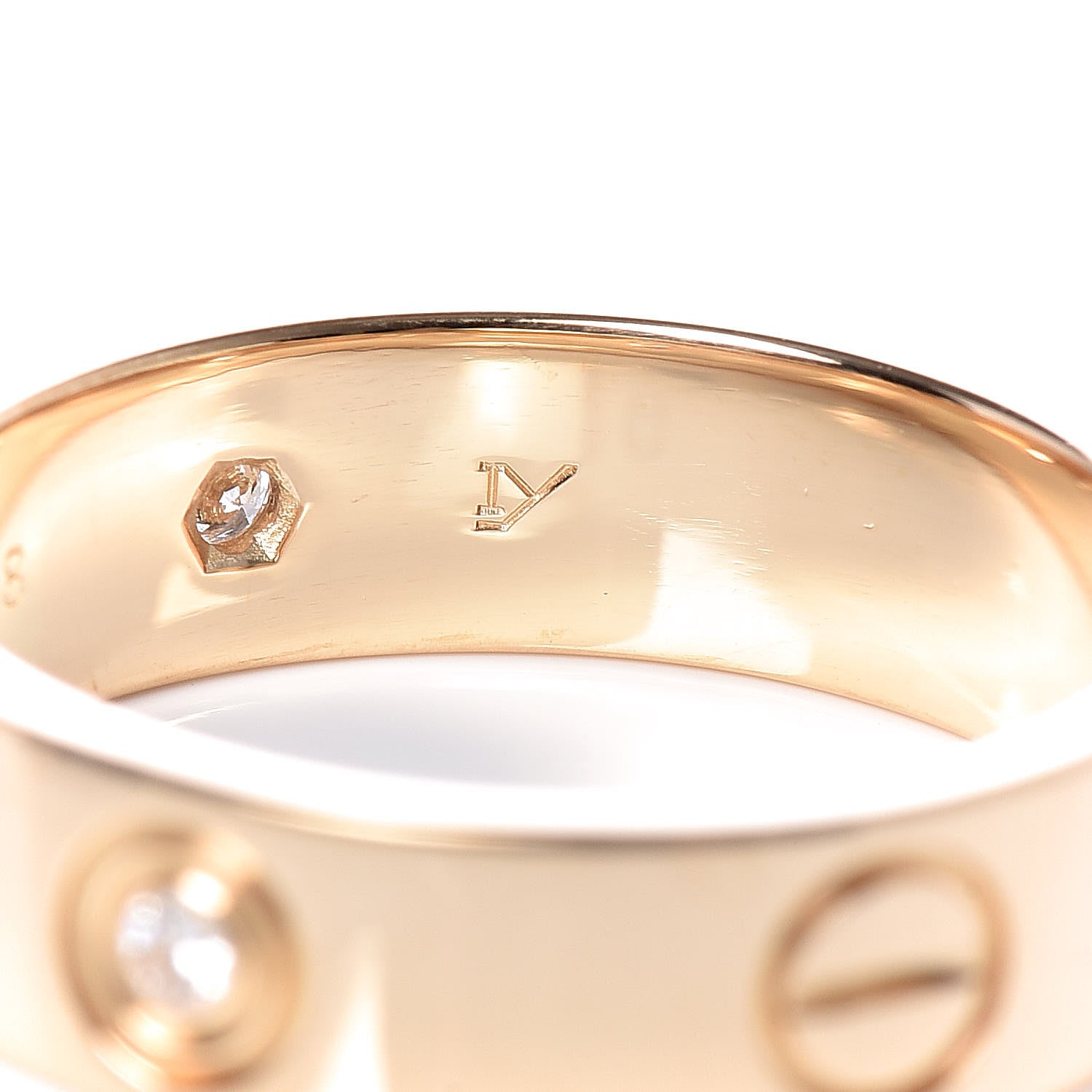 Cartier 18K Yellow Gold 3 Diamond 5.5mm LOVE Ring 55 7.25 6 of 6