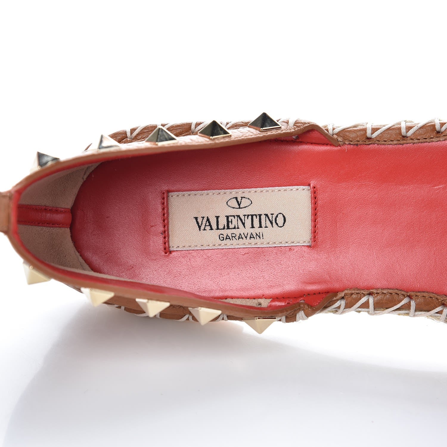 Valentino Garavani Grained Calfskin Rockstud Ankle Wrap Espadrille 20mm Flats 40 Light Cuir 7 of 9